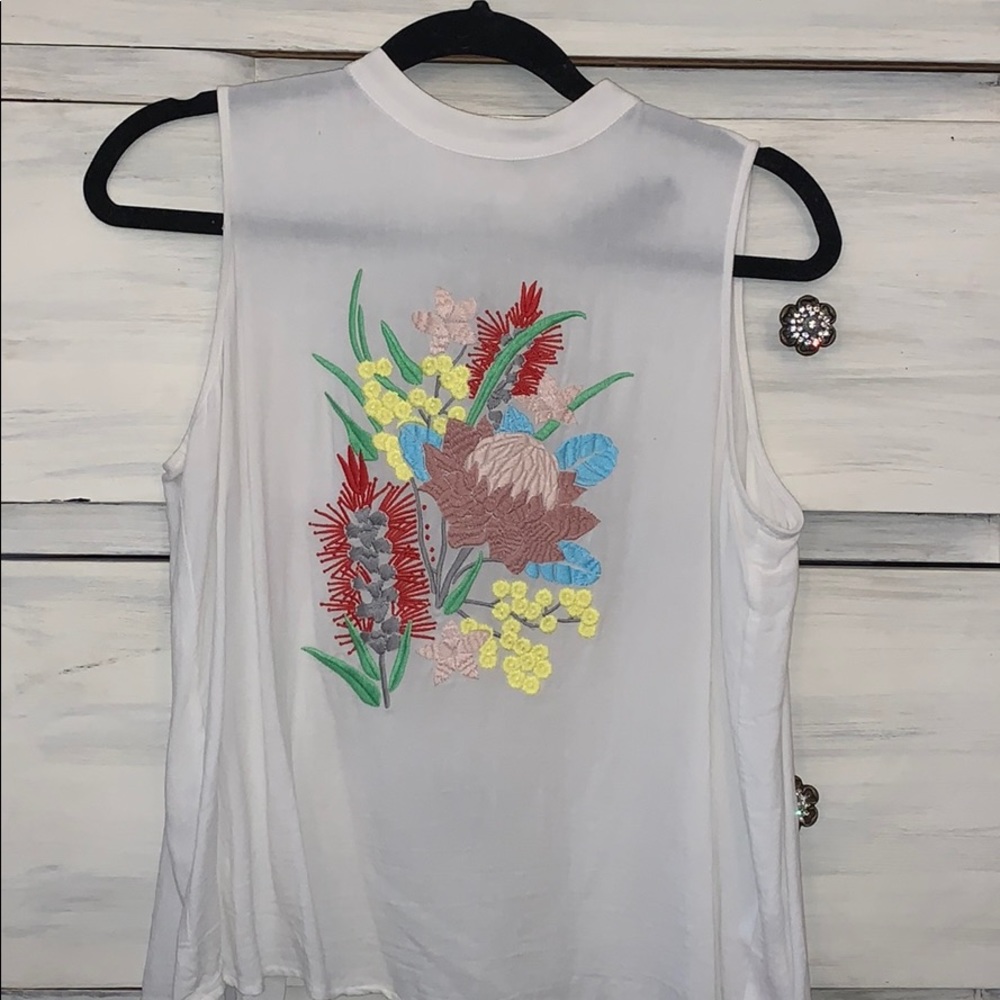 Embroidered Open Back Tank!!